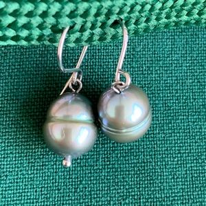 Honora Green Ringed Pearl Drop Earrings